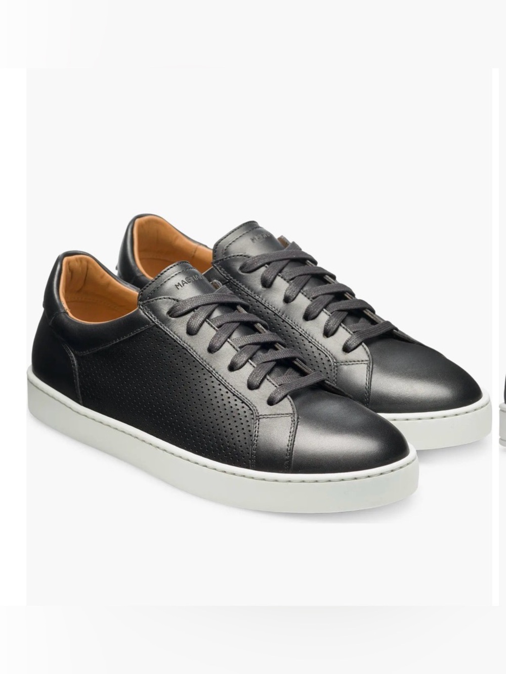 Men’s Magnanni Costa Italian Black Leather Low Top Shoes Lo Sneakers Size 9